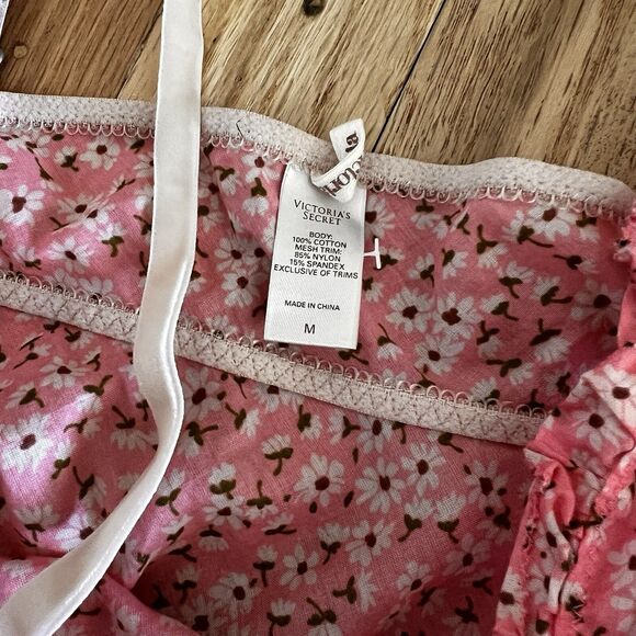 Victoria's Secret Cotton Pajama Bottom Capris tank‎ lace  sz medium large floral - Picture 5 of 9